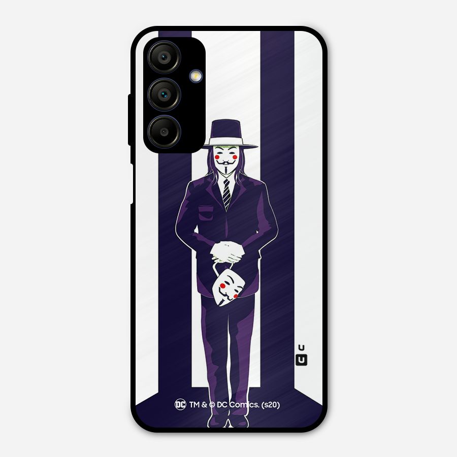 Vendetta Gentleman Holding Mask Illustration Metal Back Case for Galaxy A15 5G