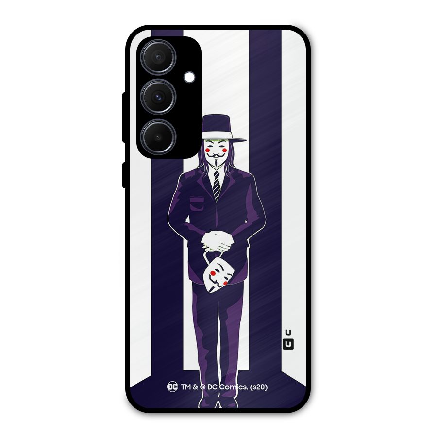 Vendetta Gentleman Holding Mask Illustration Metal Back Case for Galaxy A35