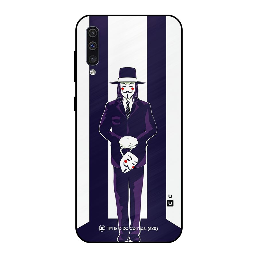 Vendetta Gentleman Holding Mask Illustration Metal Back Case for Galaxy A50s