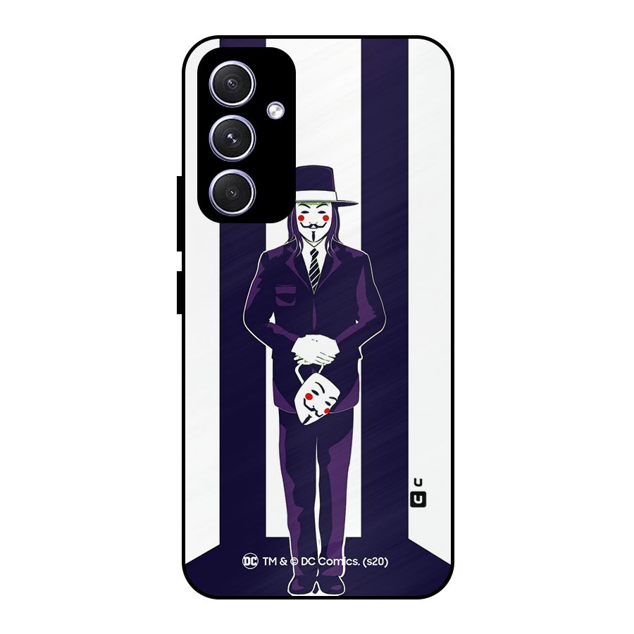 Vendetta Gentleman Holding Mask Illustration Metal Back Case for Galaxy A54