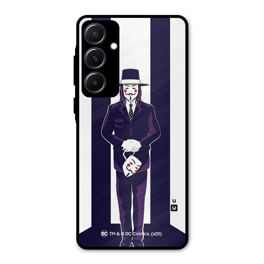 Vendetta Gentleman Holding Mask Illustration Metal Back Case for Galaxy A55