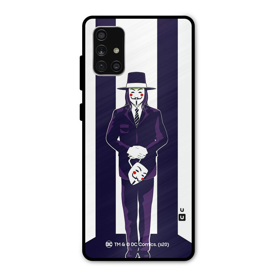 Vendetta Gentleman Holding Mask Illustration Metal Back Case for Galaxy A71