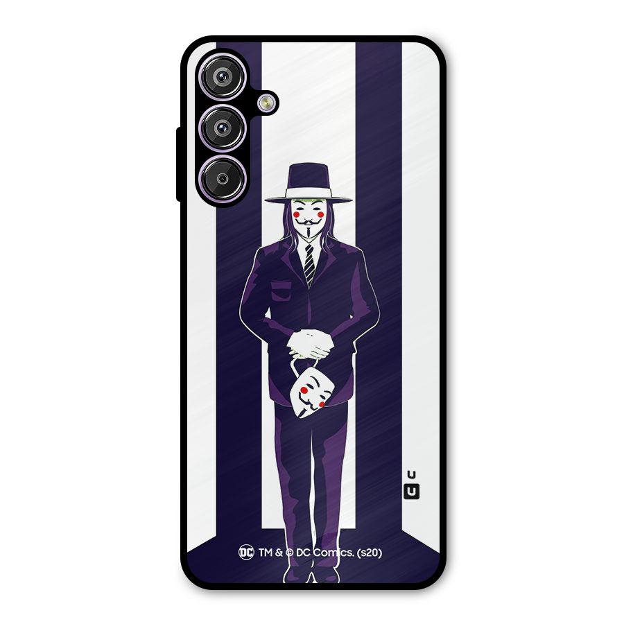 Vendetta Gentleman Holding Mask Illustration Metal Back Case for Galaxy F15