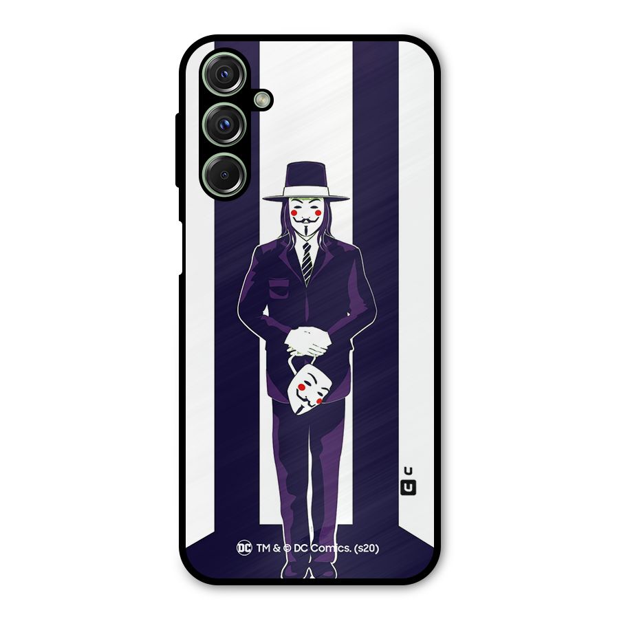 Vendetta Gentleman Holding Mask Illustration Metal Back Case for Galaxy F34