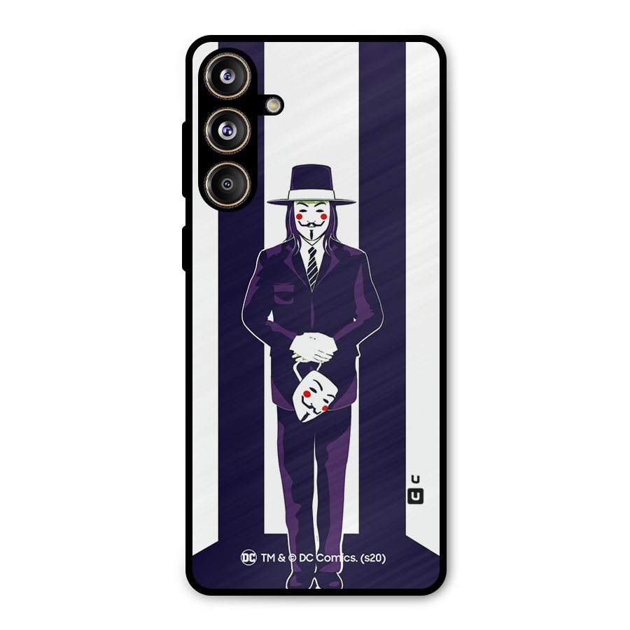 Vendetta Gentleman Holding Mask Illustration Metal Back Case for Galaxy F55