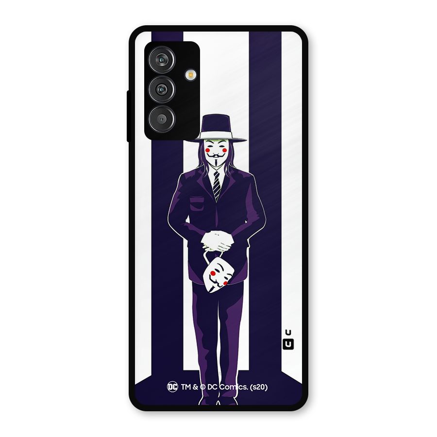 Vendetta Gentleman Holding Mask Illustration Metal Back Case for Galaxy M14 5G