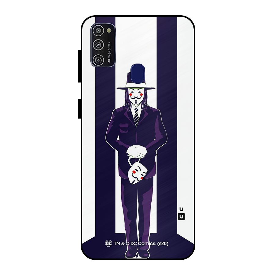 Vendetta Gentleman Holding Mask Illustration Metal Back Case for Galaxy M21