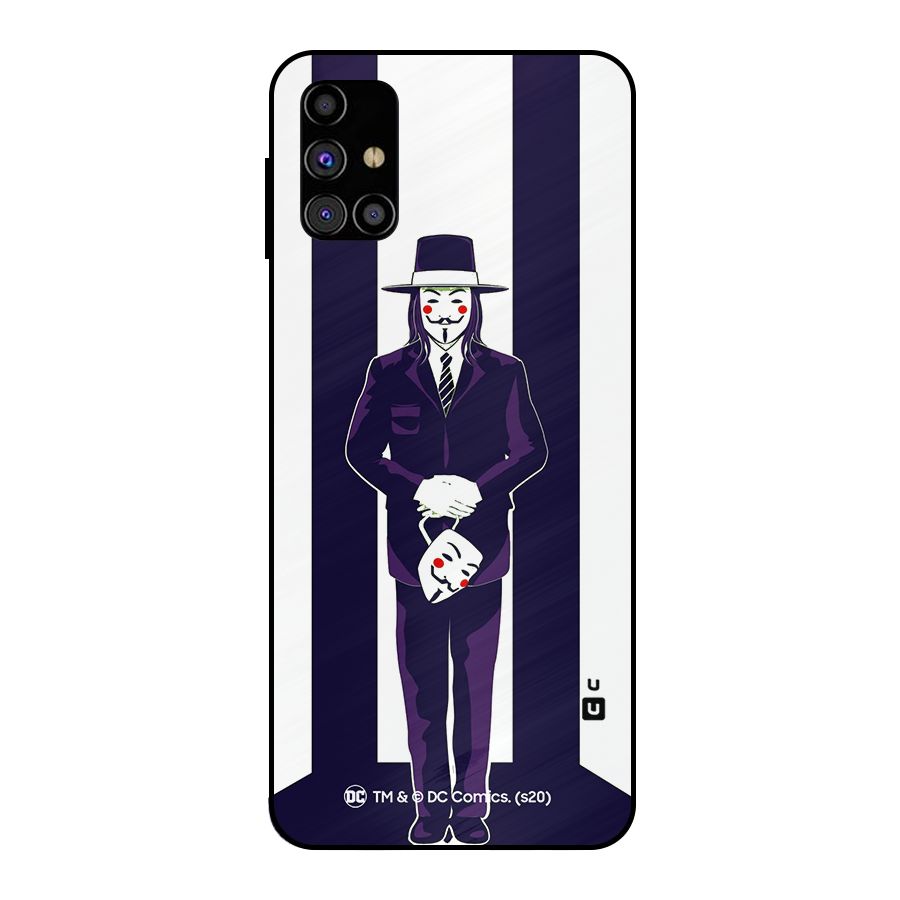 Vendetta Gentleman Holding Mask Illustration Metal Back Case for Galaxy M31s