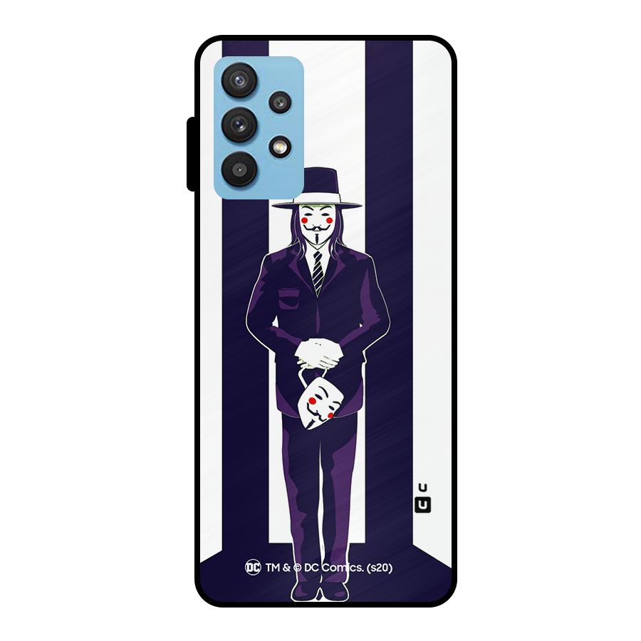 Vendetta Gentleman Holding Mask Illustration Metal Back Case for Galaxy M32 5G