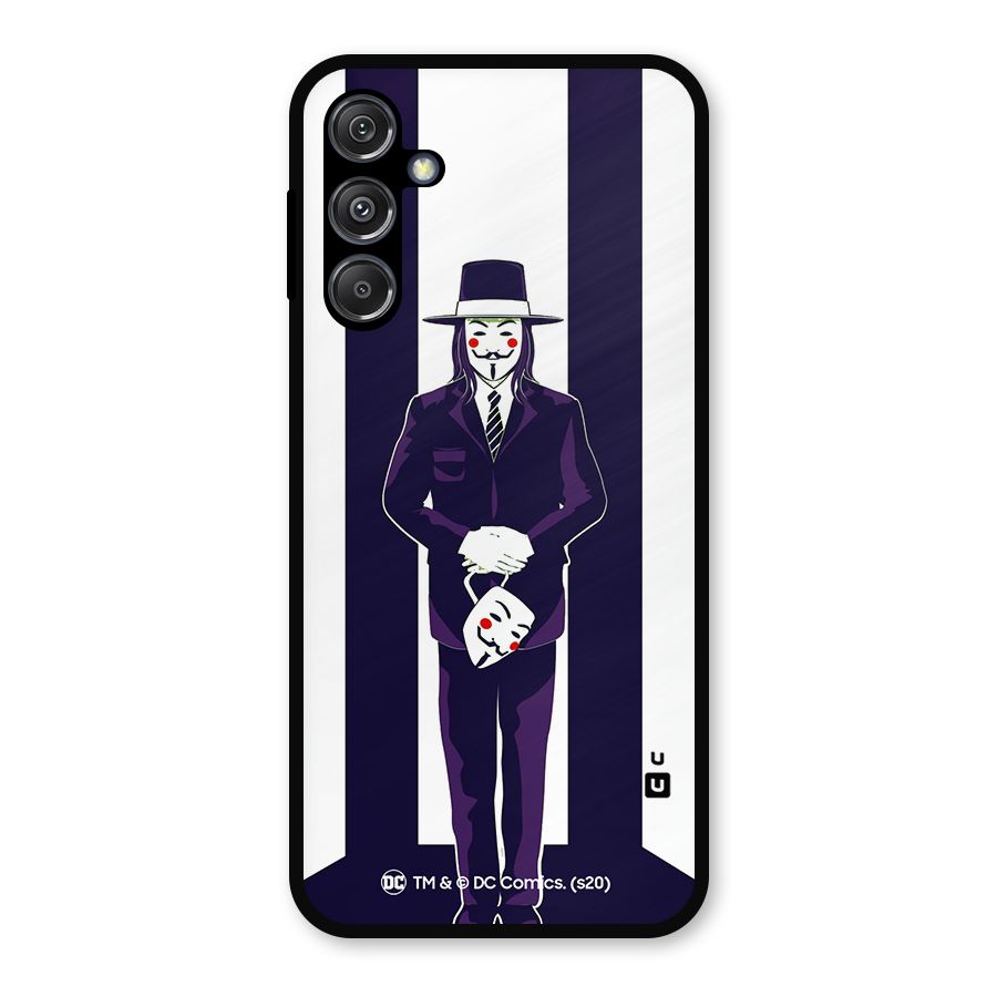 Vendetta Gentleman Holding Mask Illustration Metal Back Case for Galaxy M34 5G