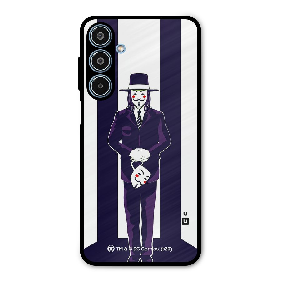 Vendetta Gentleman Holding Mask Illustration Metal Back Case for Galaxy M35