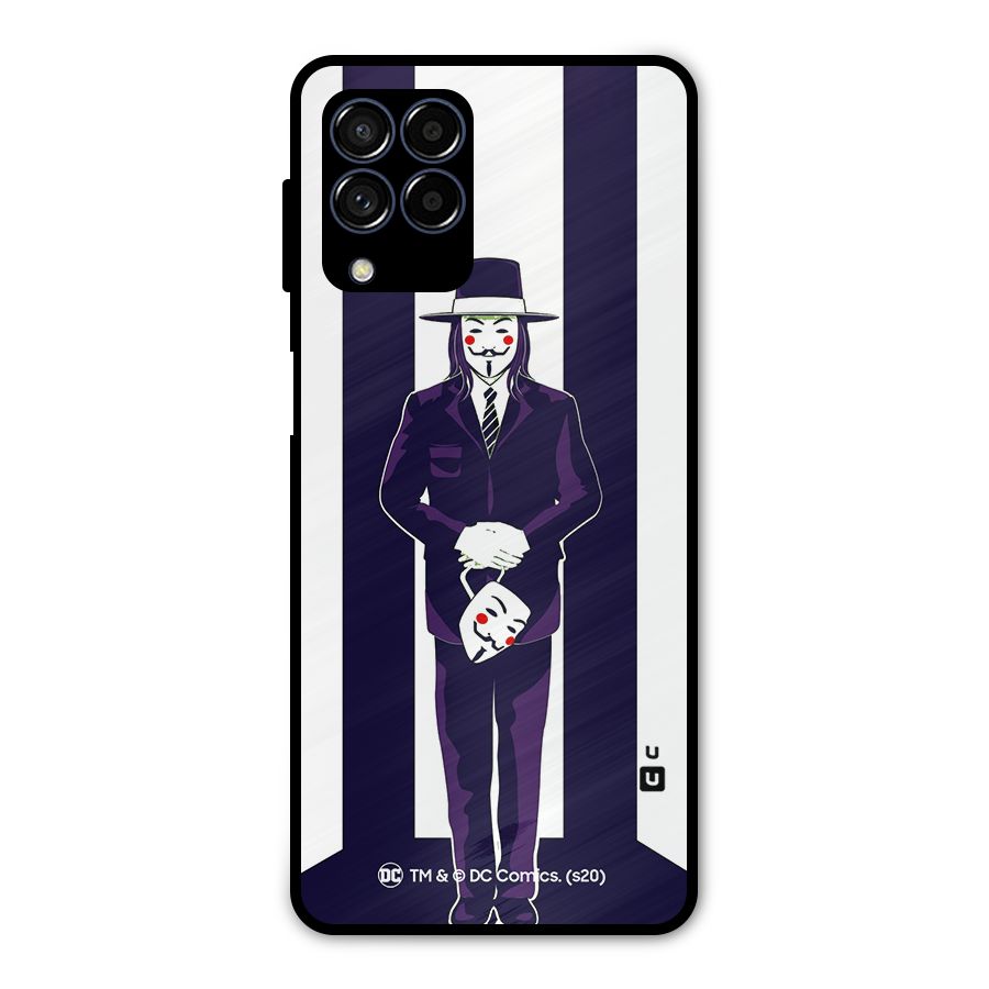 Vendetta Gentleman Holding Mask Illustration Metal Back Case for Galaxy M53 5G