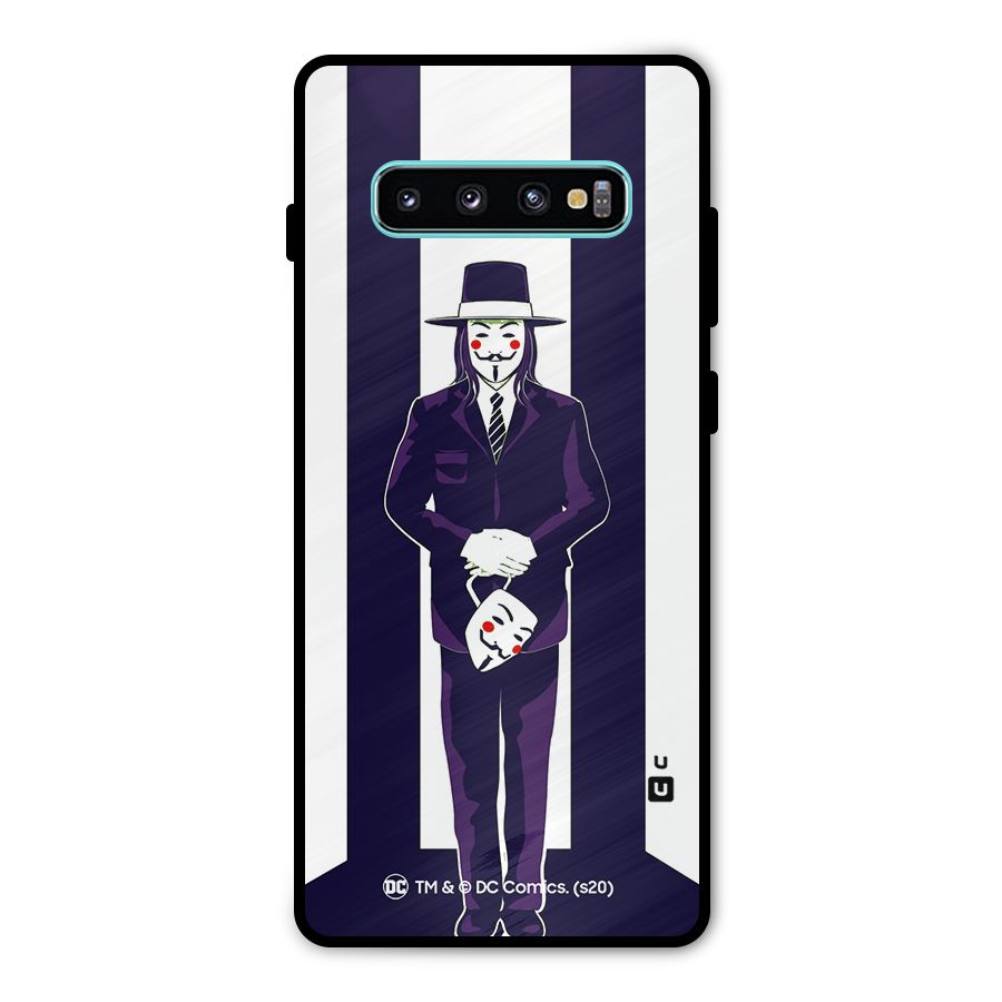 Vendetta Gentleman Holding Mask Illustration Metal Back Case for Galaxy S10 Plus