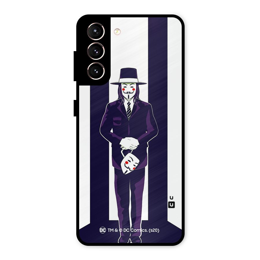 Vendetta Gentleman Holding Mask Illustration Metal Back Case for Galaxy S21 5G
