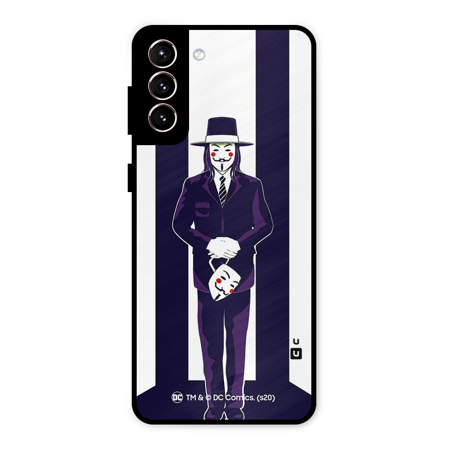 Vendetta Gentleman Holding Mask Illustration Metal Back Case for Galaxy S21 Plus