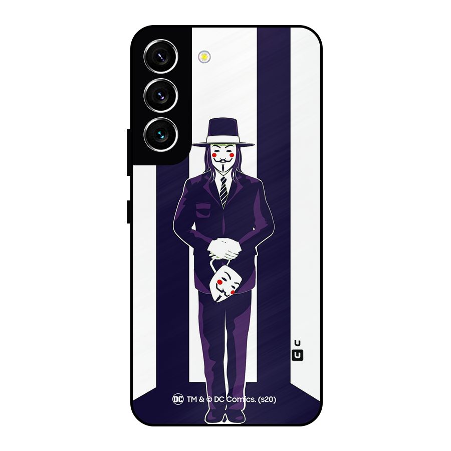 Vendetta Gentleman Holding Mask Illustration Metal Back Case for Galaxy S22 5G