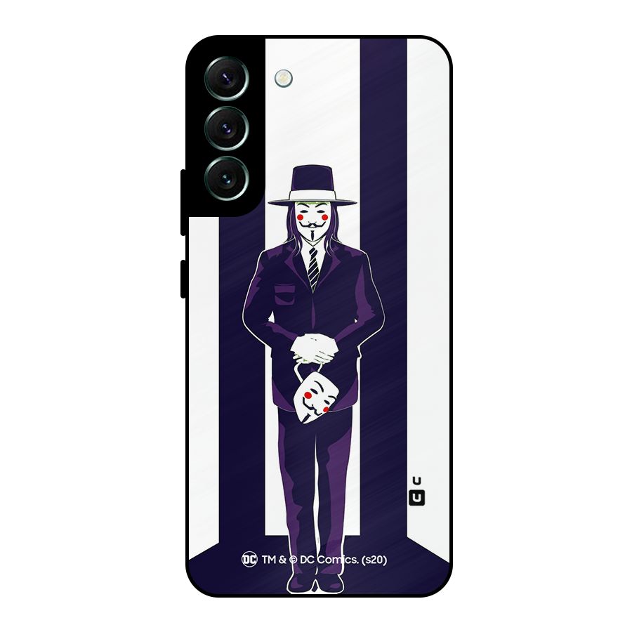 Vendetta Gentleman Holding Mask Illustration Metal Back Case for Galaxy S22 Plus 5G