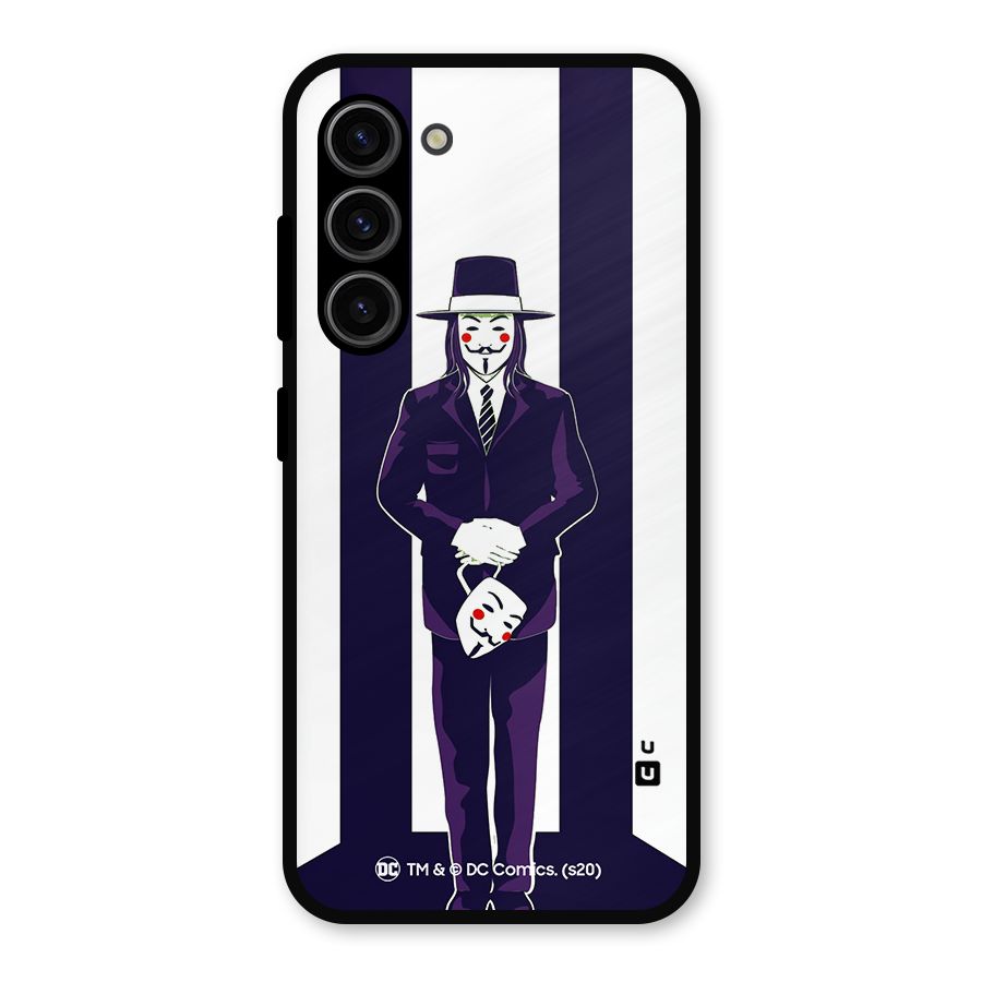 Vendetta Gentleman Holding Mask Illustration Metal Back Case for Galaxy S23