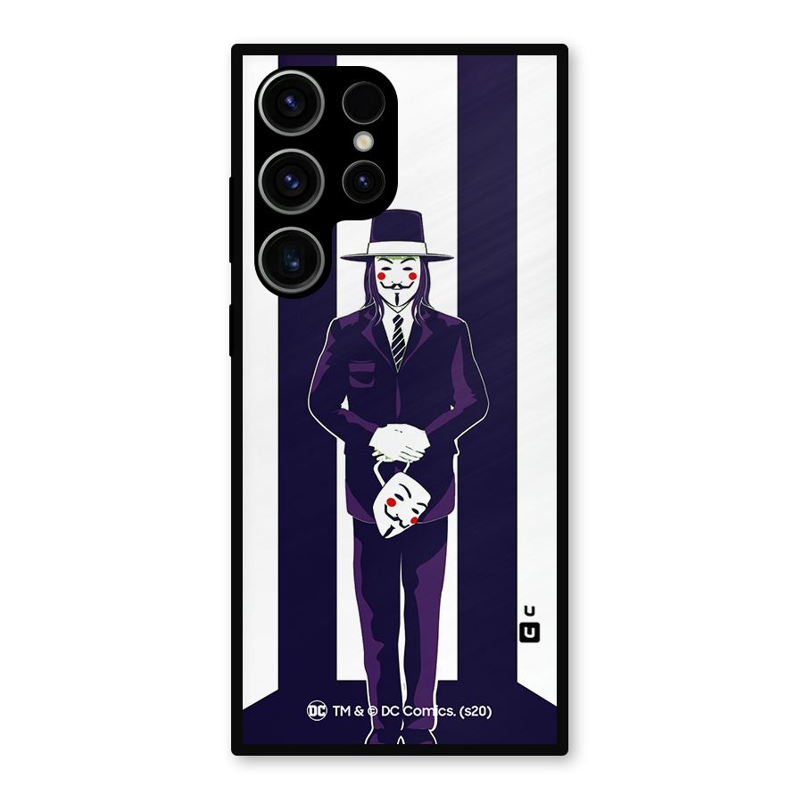 Vendetta Gentleman Holding Mask Illustration Metal Back Case for Galaxy S23 Ultra