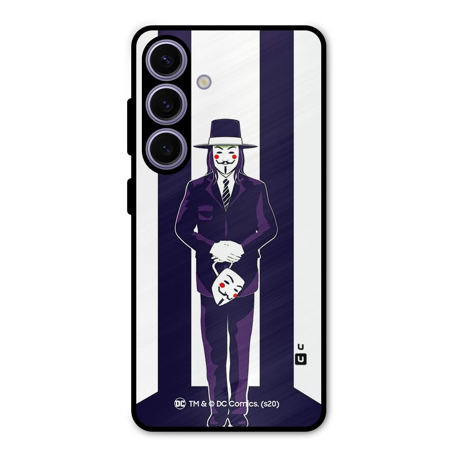 Vendetta Gentleman Holding Mask Illustration Metal Back Case for Galaxy S24