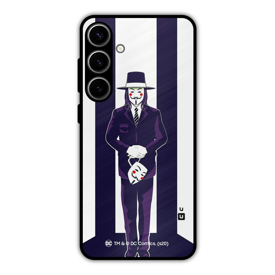 Vendetta Gentleman Holding Mask Illustration Metal Back Case for Galaxy S24 Plus