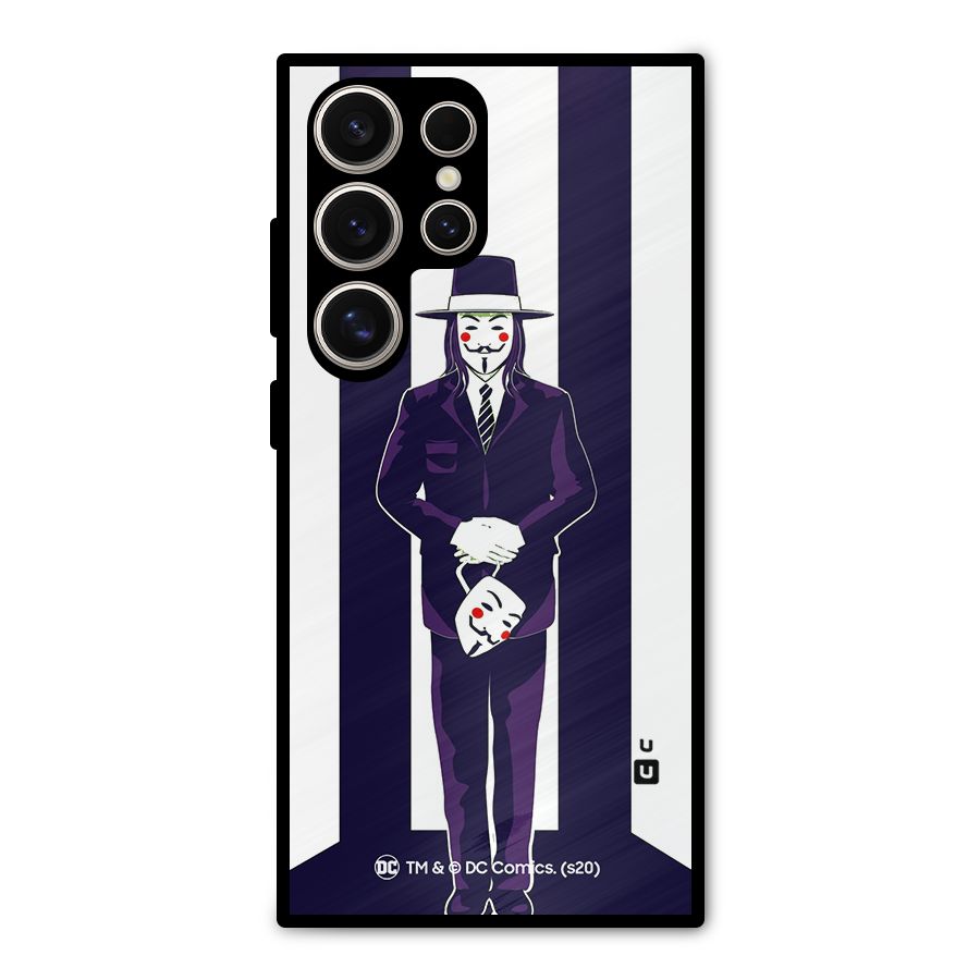Vendetta Gentleman Holding Mask Illustration Metal Back Case for Galaxy S24 Ultra