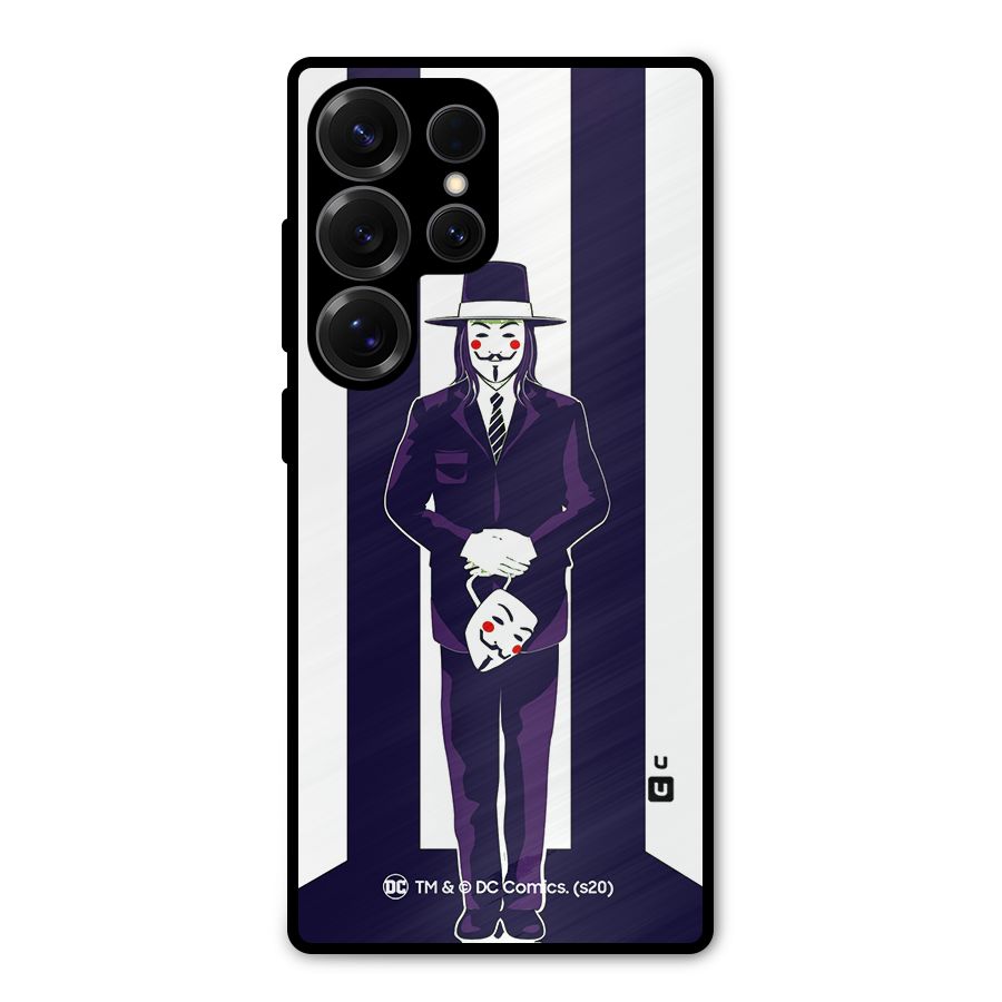 Vendetta Gentleman Holding Mask Illustration Metal Back Case for Galaxy S25 Ultra