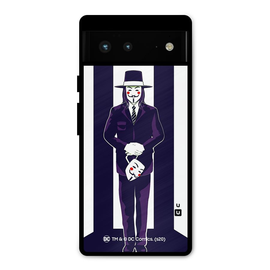 Vendetta Gentleman Holding Mask Illustration Metal Back Case for Google Pixel 6