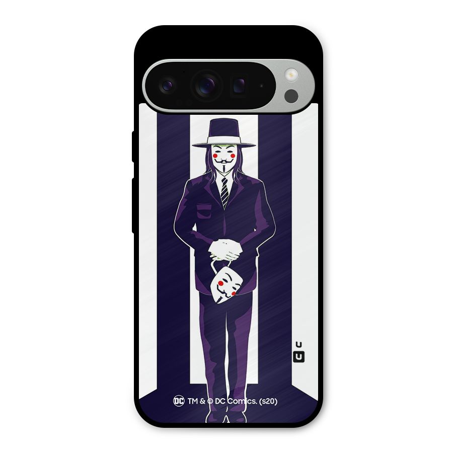 Vendetta Gentleman Holding Mask Illustration Metal Back Case for Google Pixel 9 Pro XL