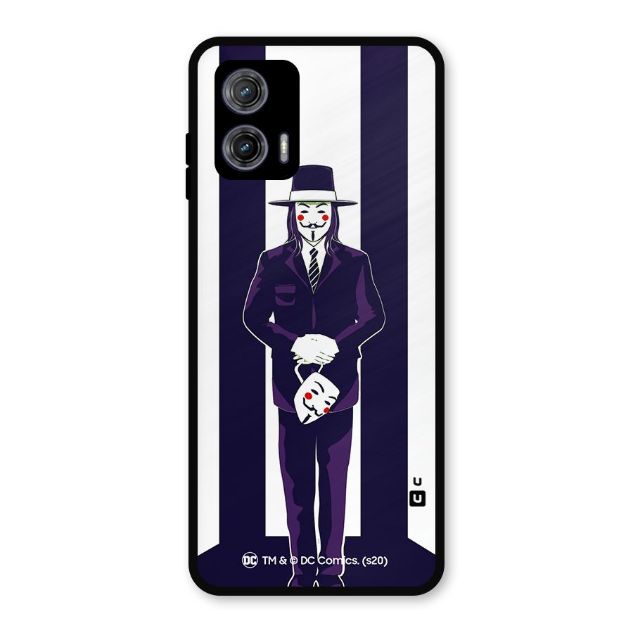 Vendetta Gentleman Holding Mask Illustration Metal Back Case for Moto G73