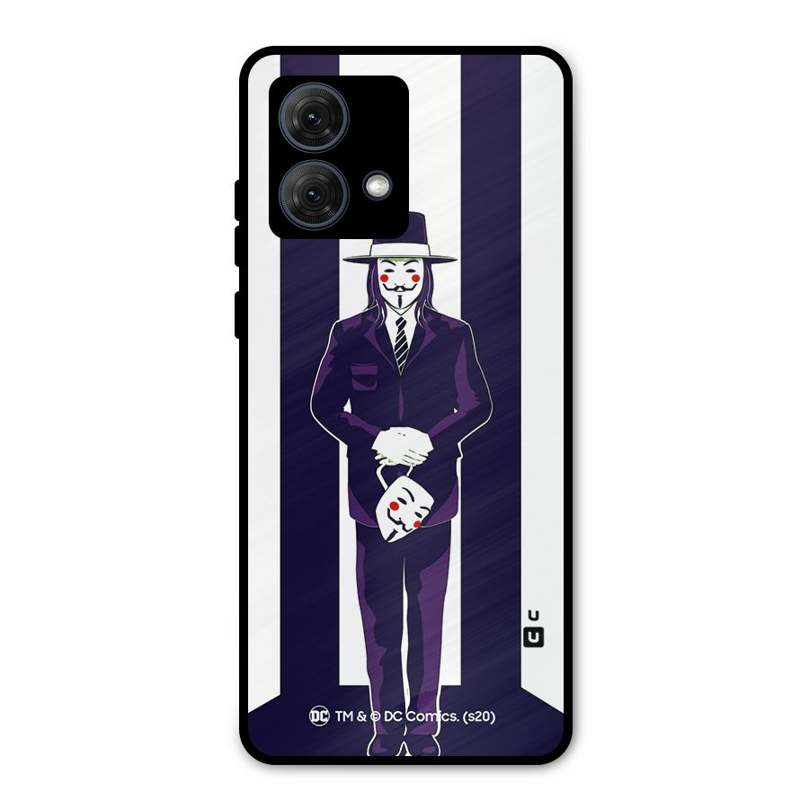 Vendetta Gentleman Holding Mask Illustration Metal Back Case for Moto G84