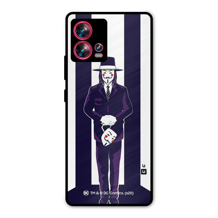 Vendetta Gentleman Holding Mask Illustration Metal Back Case for Motorola Edge 30 Fusion