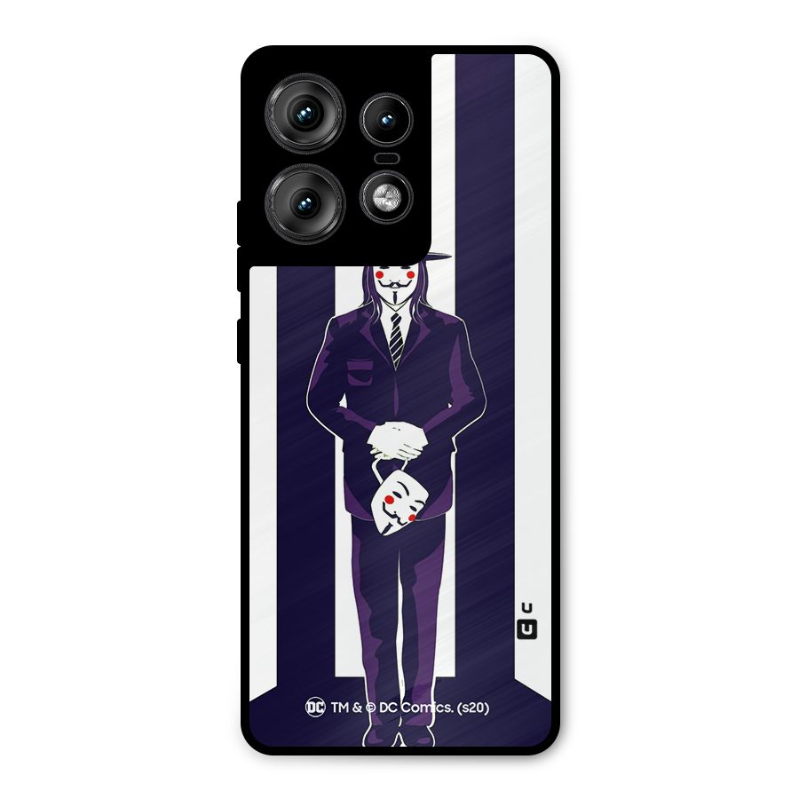 Vendetta Gentleman Holding Mask Illustration Metal Back Case for Motorola Edge 50 Pro