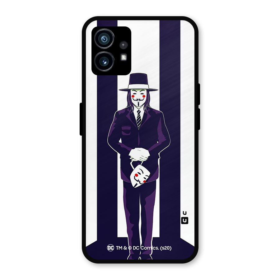 Vendetta Gentleman Holding Mask Illustration Metal Back Case for Nothing Phone 1