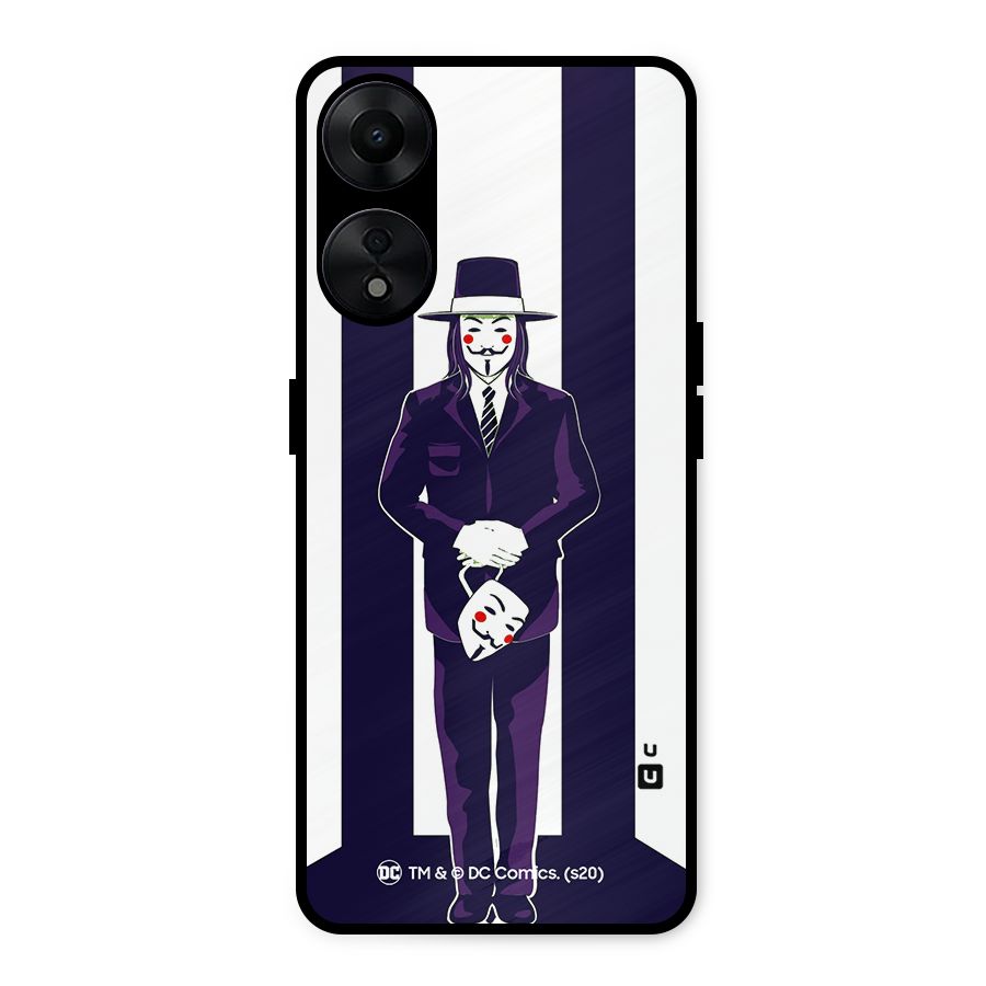 Vendetta Gentleman Holding Mask Illustration Metal Back Case for Oppo A78 5G