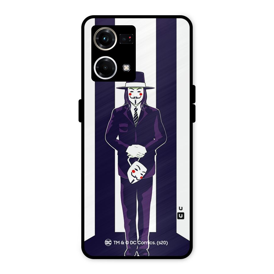 Vendetta Gentleman Holding Mask Illustration Metal Back Case for Oppo F21 Pro 4G