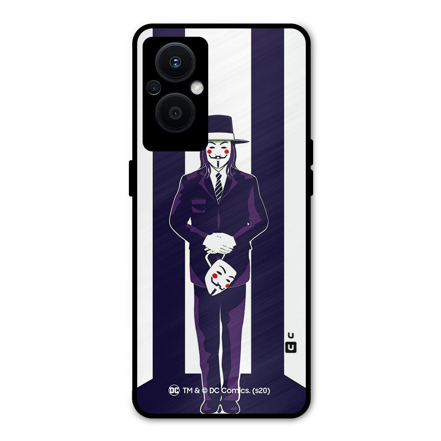 Vendetta Gentleman Holding Mask Illustration Metal Back Case for Oppo F21s Pro 5G