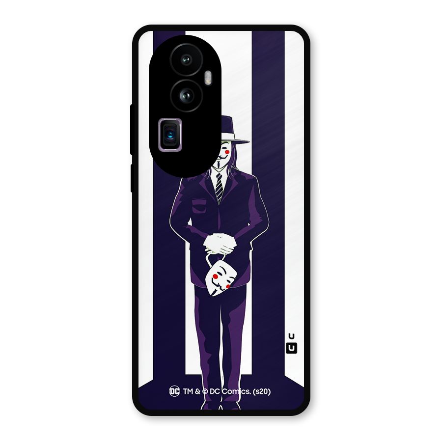 Vendetta Gentleman Holding Mask Illustration Metal Back Case for Oppo Reno10 Pro Plus