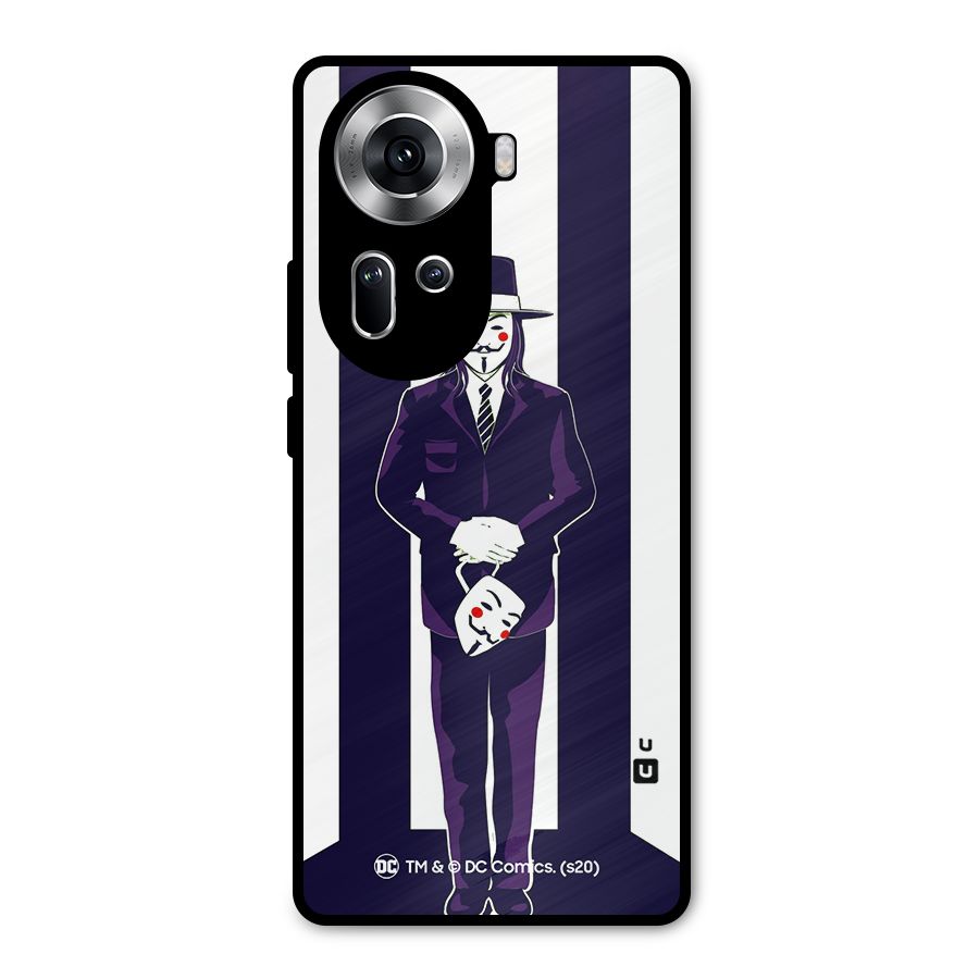 Vendetta Gentleman Holding Mask Illustration Metal Back Case for Oppo Reno11 5G