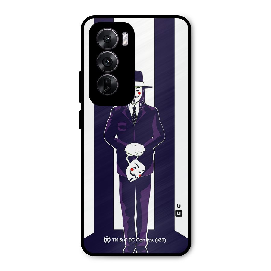 Vendetta Gentleman Holding Mask Illustration Metal Back Case for Oppo Reno12