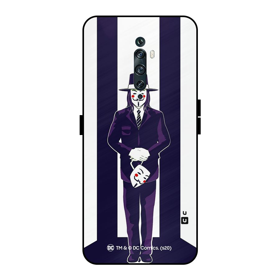 Vendetta Gentleman Holding Mask Illustration Metal Back Case for Oppo Reno2 F