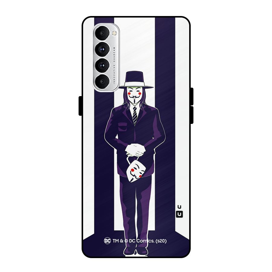 Vendetta Gentleman Holding Mask Illustration Metal Back Case for Oppo Reno4 Pro