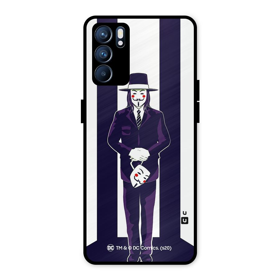 Vendetta Gentleman Holding Mask Illustration Metal Back Case for Oppo Reno6 5G
