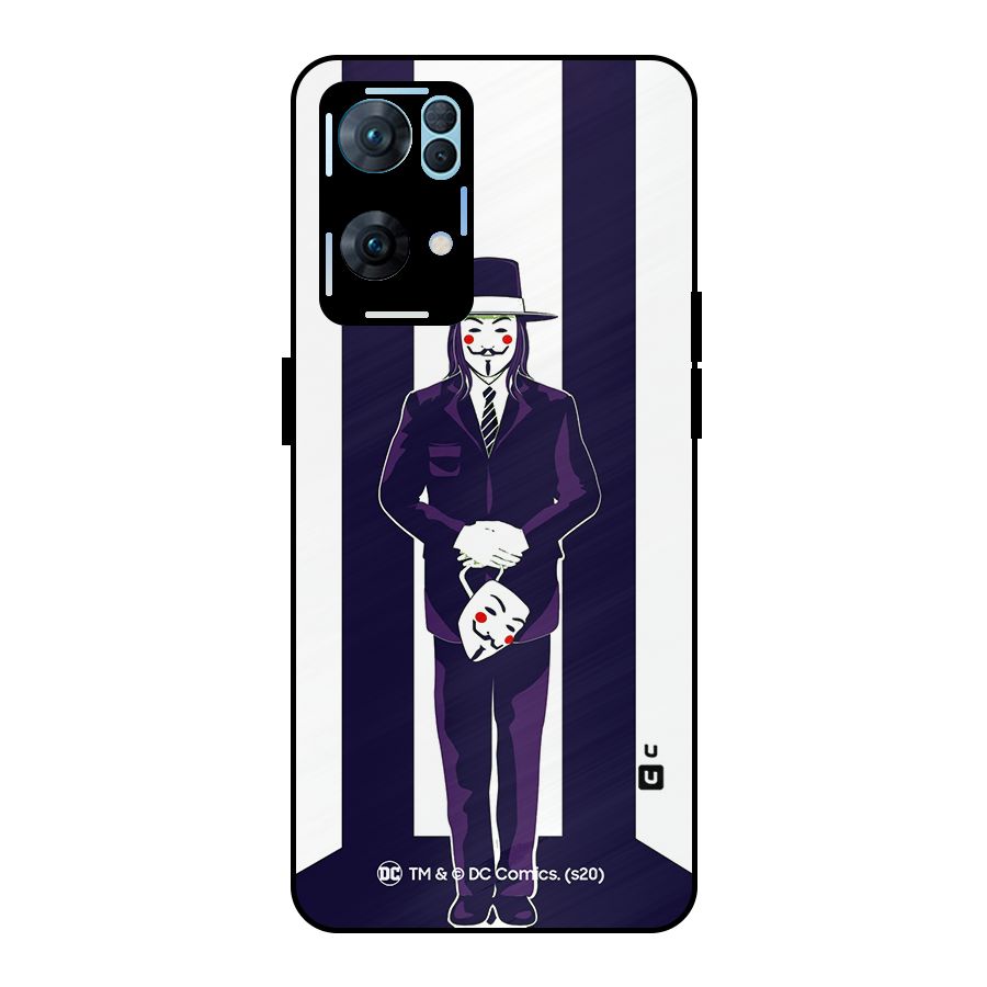 Vendetta Gentleman Holding Mask Illustration Metal Back Case for Oppo Reno7 Pro 5G