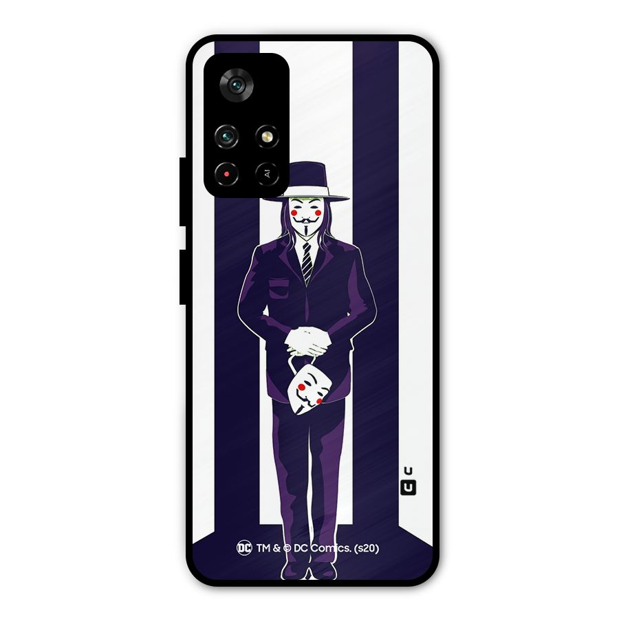Vendetta Gentleman Holding Mask Illustration Metal Back Case for Poco M4 Pro 5G