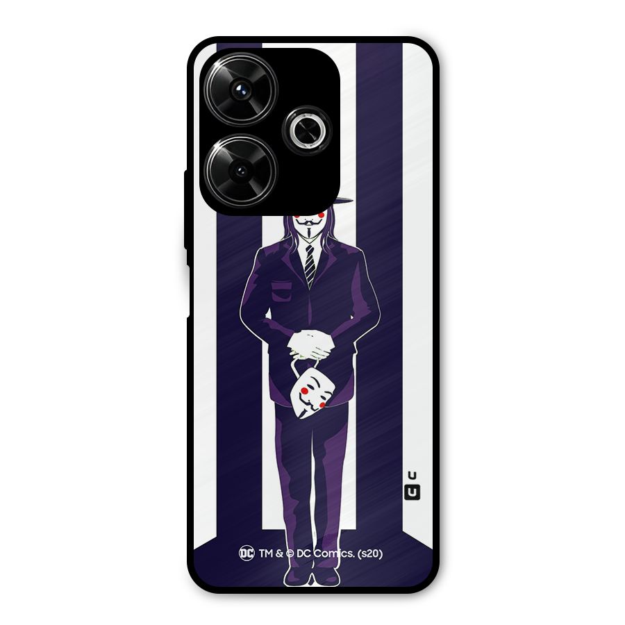 Vendetta Gentleman Holding Mask Illustration Metal Back Case for Poco M6 Plus