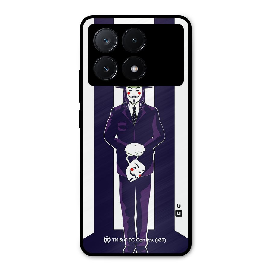 Vendetta Gentleman Holding Mask Illustration Metal Back Case for Poco X6 Pro