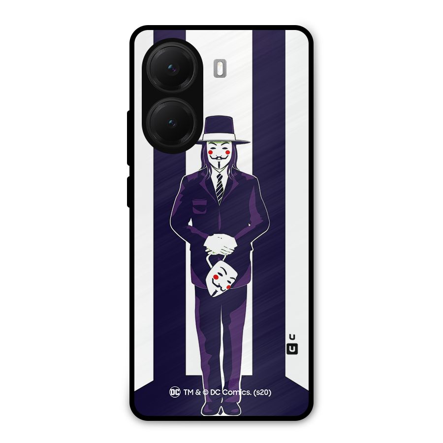 Vendetta Gentleman Holding Mask Illustration Metal Back Case for Poco X7 Pro
