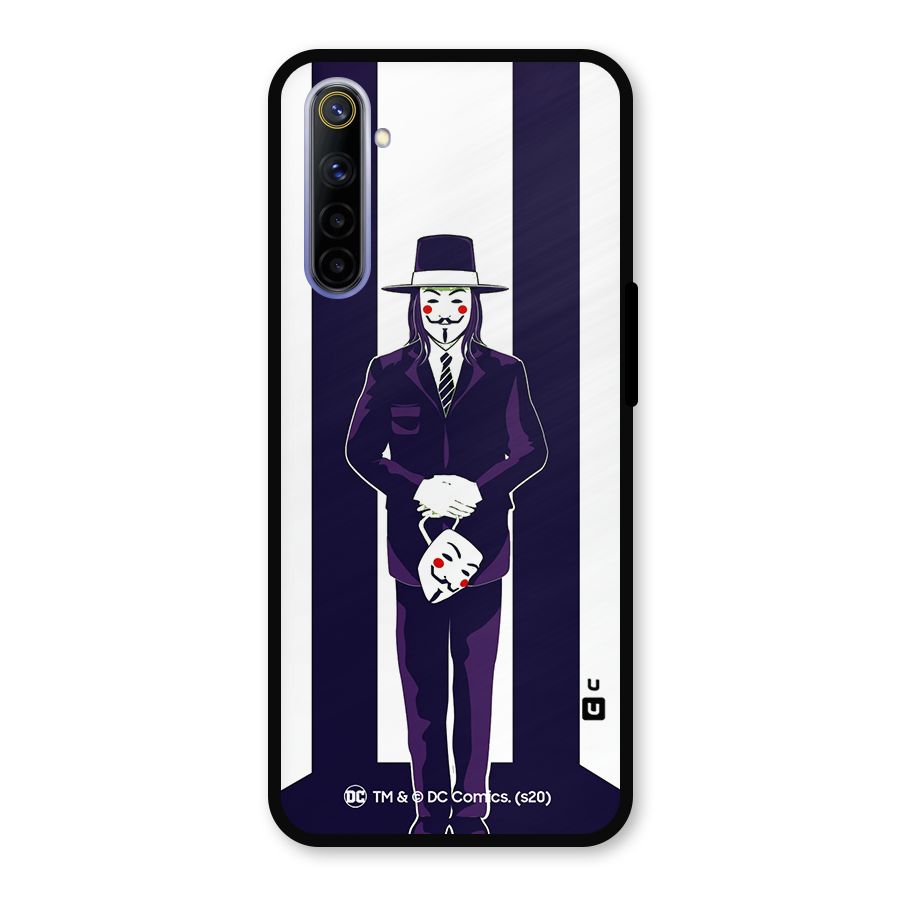 Vendetta Gentleman Holding Mask Illustration Metal Back Case for Realme 6