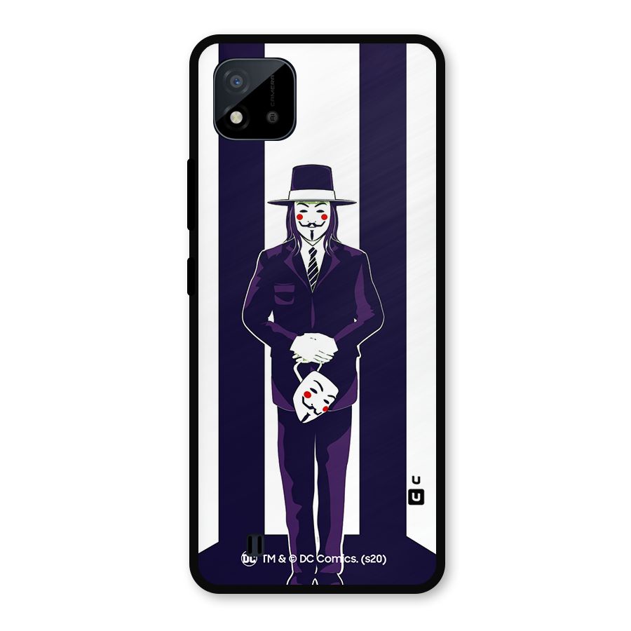 Vendetta Gentleman Holding Mask Illustration Metal Back Case for Realme C11 2021